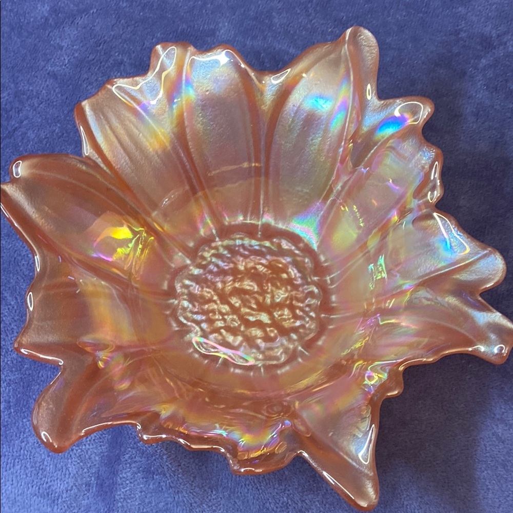 AKCAM Turkey Pink Iridescent Flower Floral Decorative Bowl NEW